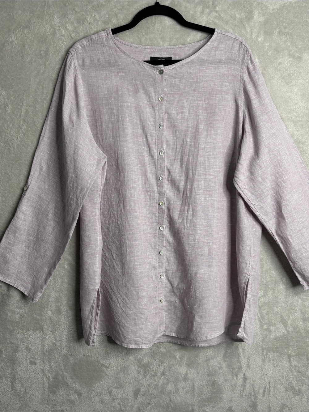 Tahari Light Lavender 100% Linen Button-Front Tunic~Sz 1X Beach,Nautical, Flowy
